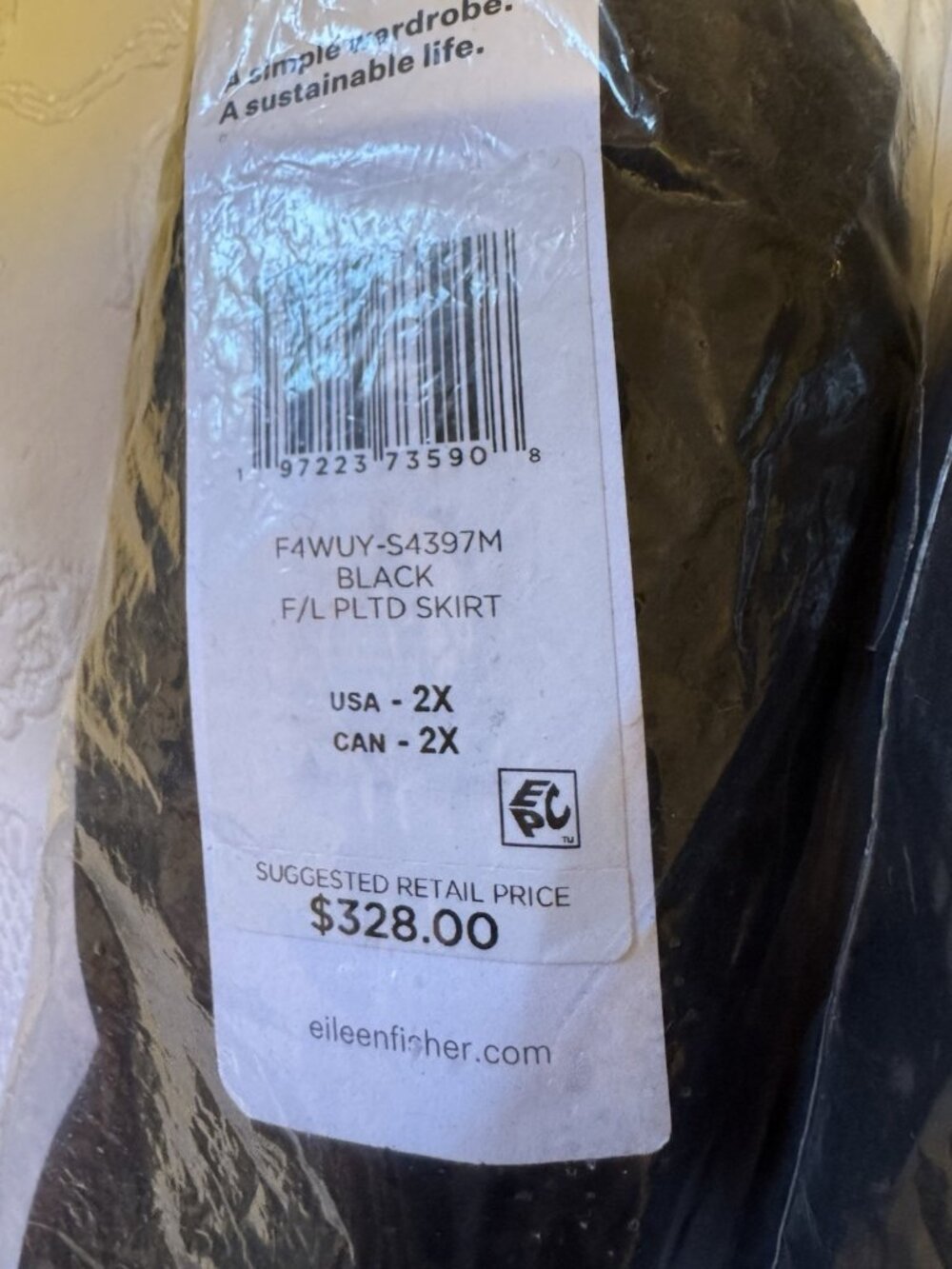 Eileen Fisher Size 2X Silk Wool Pleated Pull On Maxi Skirt Black NIP NEW $328 - Picture 9 of 9